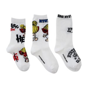 画像2: Hystericmini TAGGING MINI 3P ソックス  00;ホワイト (2)