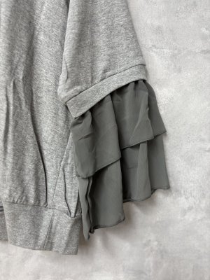 画像2: gomme　　ハイネックフリル袖カットソー　1；グレー　サイズ；M (2)