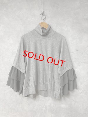 画像1: gomme　　ハイネックフリル袖カットソー　1；グレー　サイズ；M (1)