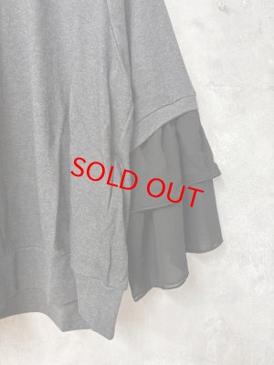 画像2: gomme　　ハイネックフリル袖カットソー　3；チャコール　サイズ；M (2)