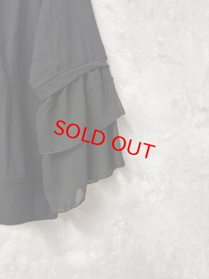 画像2: gomme　　ハイネックフリル袖カットソー　4；ブラック　サイズ；M (2)