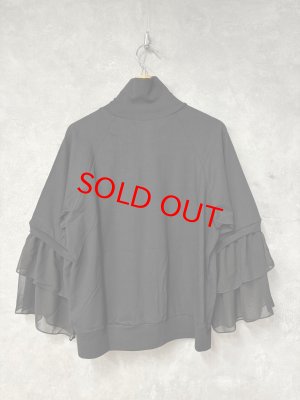 画像3: gomme　　ハイネックフリル袖カットソー　4；ブラック　サイズ；M (3)