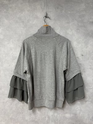 画像4: gomme　　ハイネックフリル袖カットソー　1；グレー　サイズ；M (4)