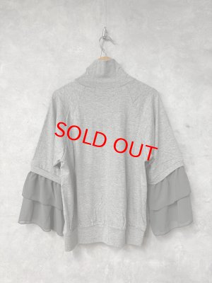 画像4: gomme　　ハイネックフリル袖カットソー　1；グレー　サイズ；M (4)