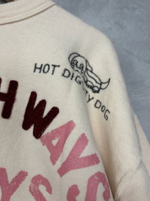 画像4: 2025秋冬　DENIMDUNGAREE　　ビンテージウラケ DOG スウェット　　1；白 (4)