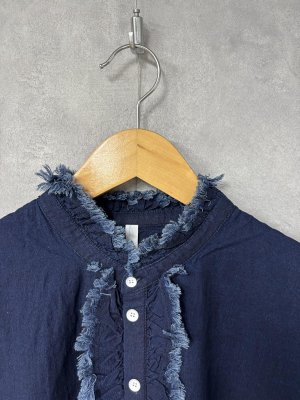 画像2: Clip tab　IDCシャンブレーフリルシャツ　090；ネイビー　サイズ；2 (2)