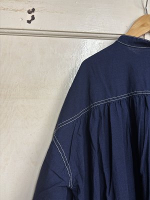 画像4: Clip tab　IDCシャンブレーワイドワンピース　090；ネイビー　サイズ；2 (4)