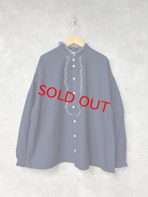 画像1: Clip tab　IDCシャンブレーフリルシャツ　090；ネイビー　サイズ；2 (1)