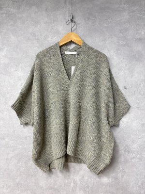 画像1: NATURAL LAUNDRY 　 ネップVネックワイドプルオーバー　950；グレー　　サイズ2 (1)