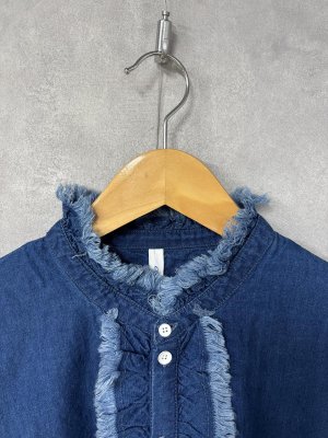 画像2: Clip tab　IDCシャンブレーフリルシャツ　080；ブルー　サイズ；2 (2)