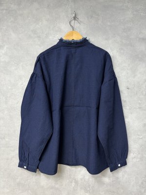 画像4: Clip tab　IDCシャンブレーフリルシャツ　090；ネイビー　サイズ；2 (4)