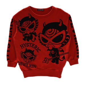 画像1: Hystericmini　DEVILKIN 裏毛トレーナー　　20:レッド (1)