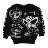 HYSTERIC MINI DEVILKIN つの付き 半袖裏毛 パーカー 10；ブラック