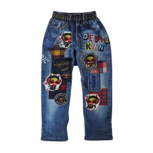 画像1: MY FIRST HYSTERIC　DEVILKIN ボンバー裏毛 Like a denim Viscotex 10分丈パンツ　　45:インディゴ　　サイズ:100 (1)