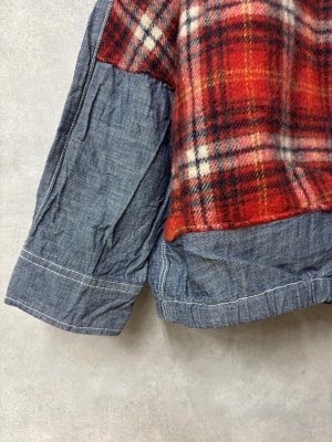 画像3: 2025秋冬　DENIMDUNGAREE　 シャギーチェック リメイク シャツ　5；赤 (3)