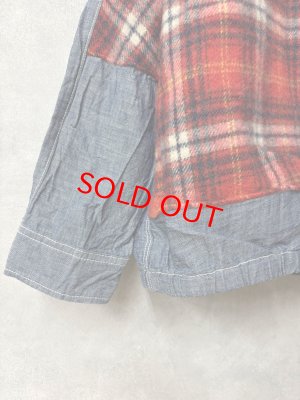 画像3: 2025秋冬　DENIMDUNGAREE　 シャギーチェック リメイク シャツ　5；赤 (3)
