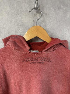 画像2: 2025秋冬　DENIMDUNGAREE　　ビンテージウラケ シンプル パーカー　55；濃赤 (2)