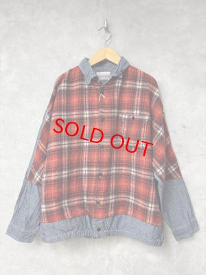 画像1: 2025秋冬　DENIMDUNGAREE　 シャギーチェック リメイク シャツ　5；赤 (1)
