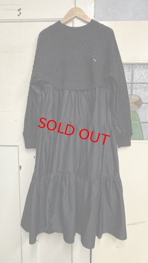 画像1: 2025秋冬　FITH   ニット✖️フハク　ティアードワンピース　2：黒 (1)