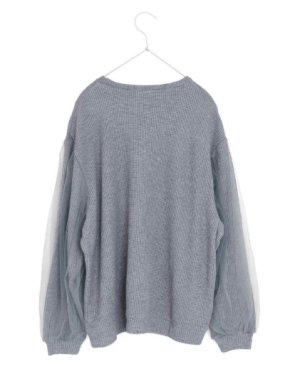 画像4: MakeYourDay　　ママとおそろいシアーフラワー袖プルオーバー　　カラー；グレー　　サイズ；F (4)