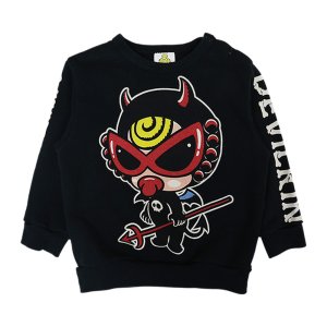 画像1: MY FIRST HYSTERIC　　DEVILKIN 羽付き 裏毛トレーナー　　10；ブラック　　　　 (1)