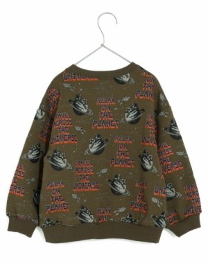 画像4: MakeYourDay　　宇宙でひと休み総柄裏毛トレーナー　　カラー；カーキ (4)
