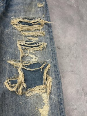 画像2: 2025秋冬　DENIMDUNGAREE　12ozHOME MADEデニム グランジ PN　44；ライトブルー (2)