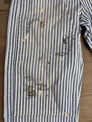 画像3: 2025秋冬　DENIMDUNGAREE　  ヒッコリー SNOOPY ダブルニー PN　14；ブルー (3)