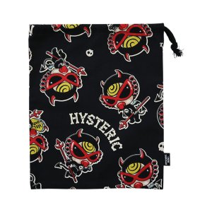 画像1: Hystericmini　DEVILKIN総柄 巾着　　14；ブラック系 (1)
