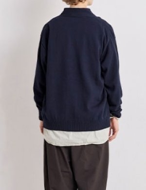 画像3: Veritecoeur   ユニセックスVネックカーディガン　　　カラー；NAVY (3)