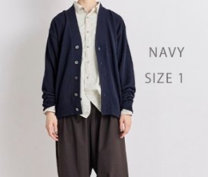 画像1: Veritecoeur   ユニセックスVネックカーディガン　　　カラー；NAVY (1)