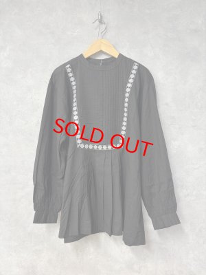 画像1: doux bleu　シルバー刺繍ブラウス　99；ブラック　サイズ；FREE (1)