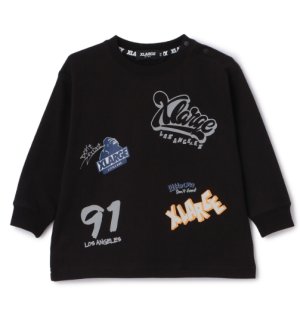 画像1: XLARGE KIDS　総柄グラフィティ長袖Tシャツ　　80；黒 (1)