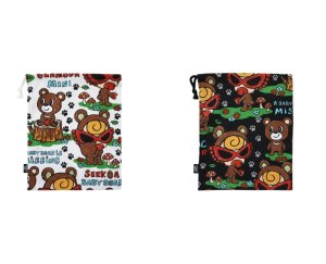 画像1: Hystericmini　SEEK A BABY BEAR総柄 巾着　 (1)
