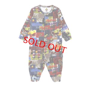 画像1: MY FIRST HYSTERIC　MESSY PATCHWORK総柄 Viscotex 裏毛カバーオール　　45；インディゴ (1)