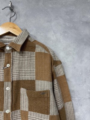 画像2: 2025秋冬　FITH     ツイードコットンチェックシャツ　　16；ベージュ (2)