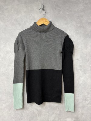 画像1: 2025AW   フランキーグロウ　MULTI COLOR SWELL  SHOULDER HIGH-NECK KNIT    カラー；D GRAY-BK-MT　(おとな) (1)