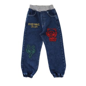 画像1: MY FIRST HYSTERIC　ストレッチニットデニム SELFISH BABY刺繍入り 10分丈パンツ　　45；インディゴ (1)