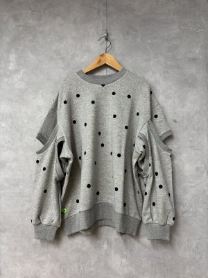 画像1: 2025AW   フランキーグロウ　　DOTS DEFORMED SLEENES SWEATSHIRT　　カラー；GRAY-BLACK DOTS (1)