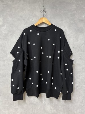 画像1: 2025AW   フランキーグロウ　　DOTS DEFORMED SLEENES SWEATSHIRT　　カラー；BLACK-WHITE DOTS (1)