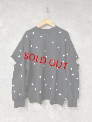 画像1: 2025AW   フランキーグロウ　　DOTS DEFORMED SLEENES SWEATSHIRT　　カラー；BLACK-WHITE DOTS (1)