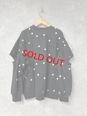 画像3: 2025AW   フランキーグロウ　　DOTS DEFORMED SLEENES SWEATSHIRT　　カラー；BLACK-WHITE DOTS (3)