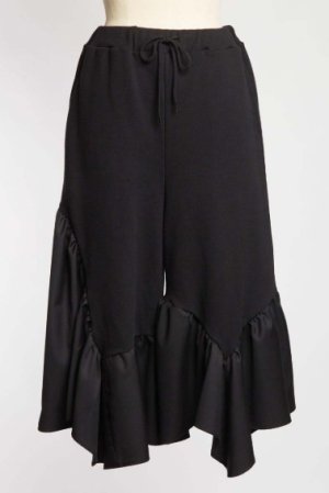 画像1: gomme　ヘムギャザーパンツ 　3；黒　　サイズ；M (1)