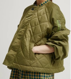 画像1: LILOU+LILY  DIAMOND QUILT JACKET   KHAKI    size:38  (1)