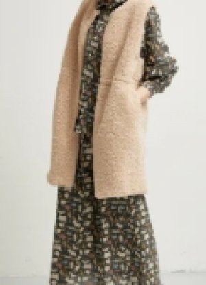 画像1: LILOU+LILY BOA/NYLON REVERSIBLE LONG VEST    A.IVORY   size:38  (1)