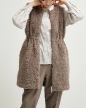 画像1: LILOU+LILY BOA/NYLON REVERSIBLE LONG VEST    B.GRAYGE   size:38  (1)