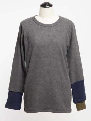 画像1: gomme　ウォームドッキングＴ　2；チャコール　サイズ；M (1)