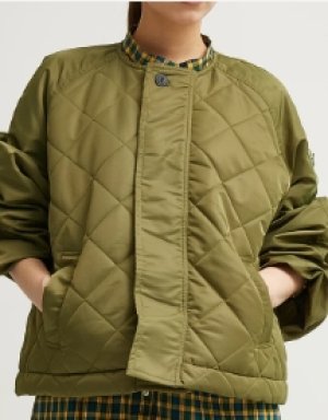 画像2: LILOU+LILY  DIAMOND QUILT JACKET   KHAKI    size:38  (2)