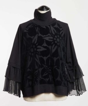 画像1: gomme　フリルカフスＴ　3；黒　サイズ；M (1)