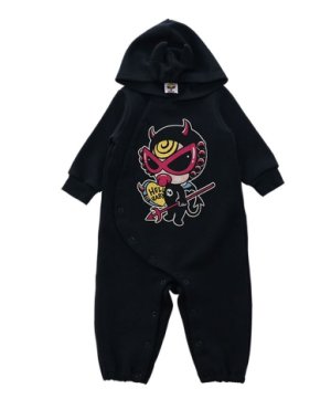 画像1: MY FIRST HYSTERIC ダンボールニット カバーオール  10;ブラック サイズ;F(70-80) (1)
